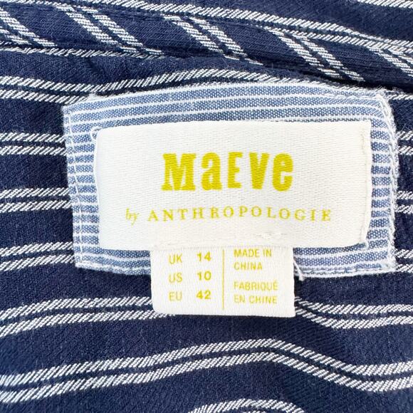 Anthropologie Maeve Fiorina Striped Blouse Navy White 10 - Picture 6 of 7